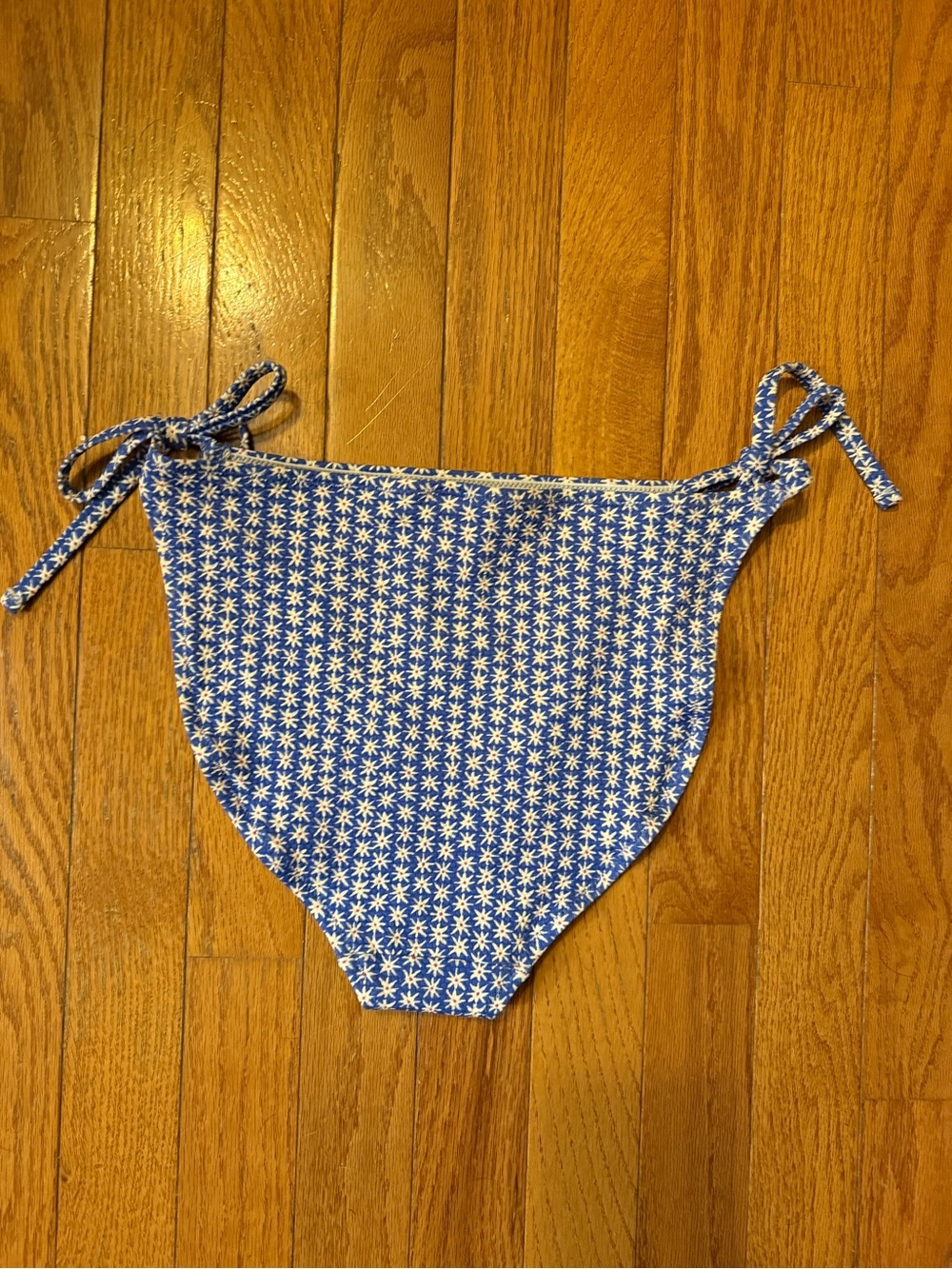 Blue Daisy Print Tie-Side Bikini Bottoms
